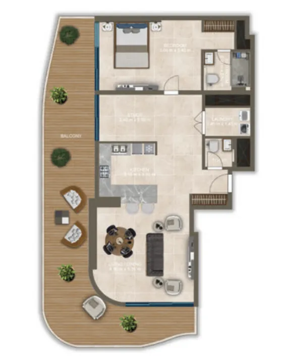 1 BR layout at Nova Tower