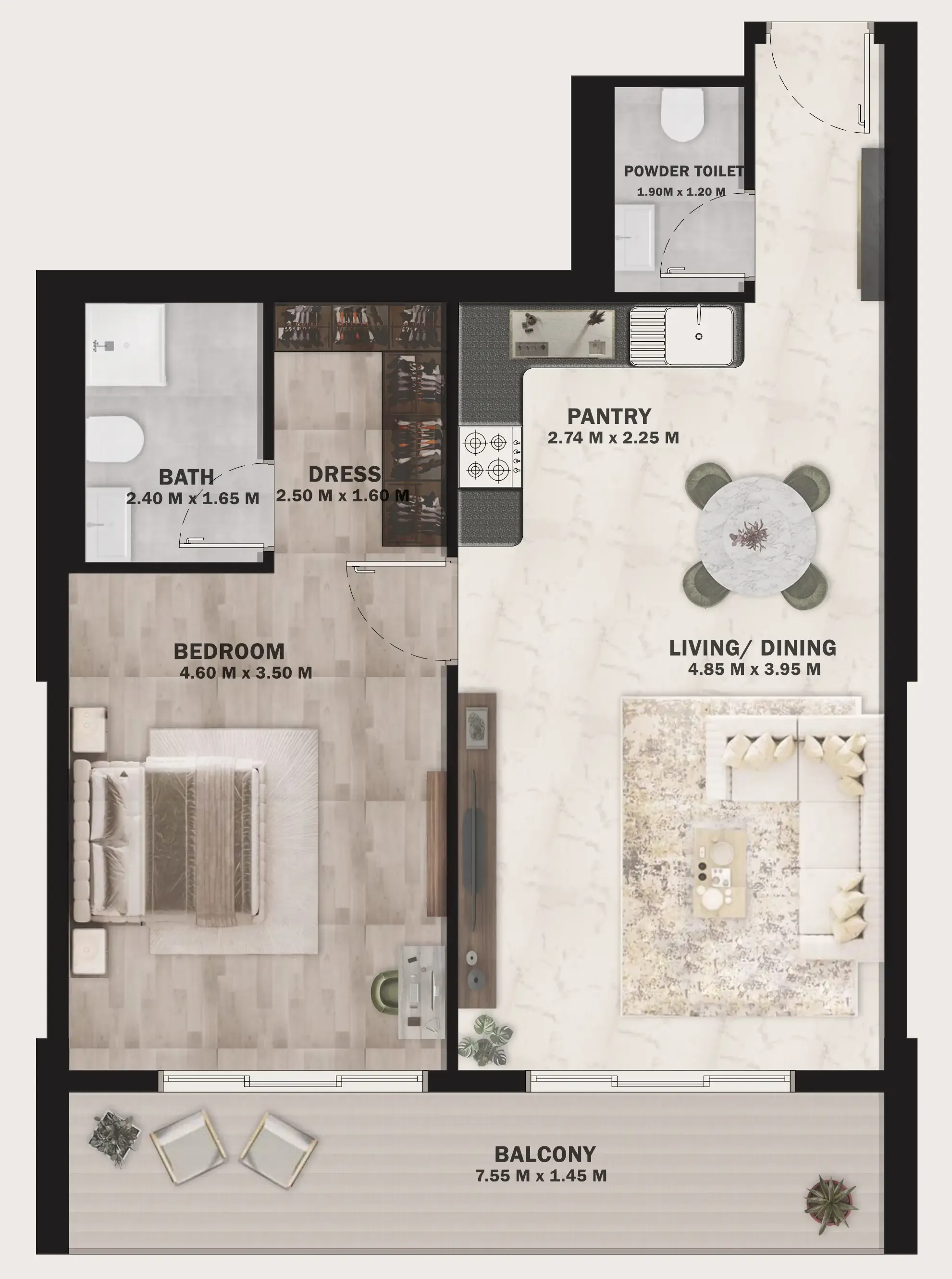 1 BR layout at VOI Residence