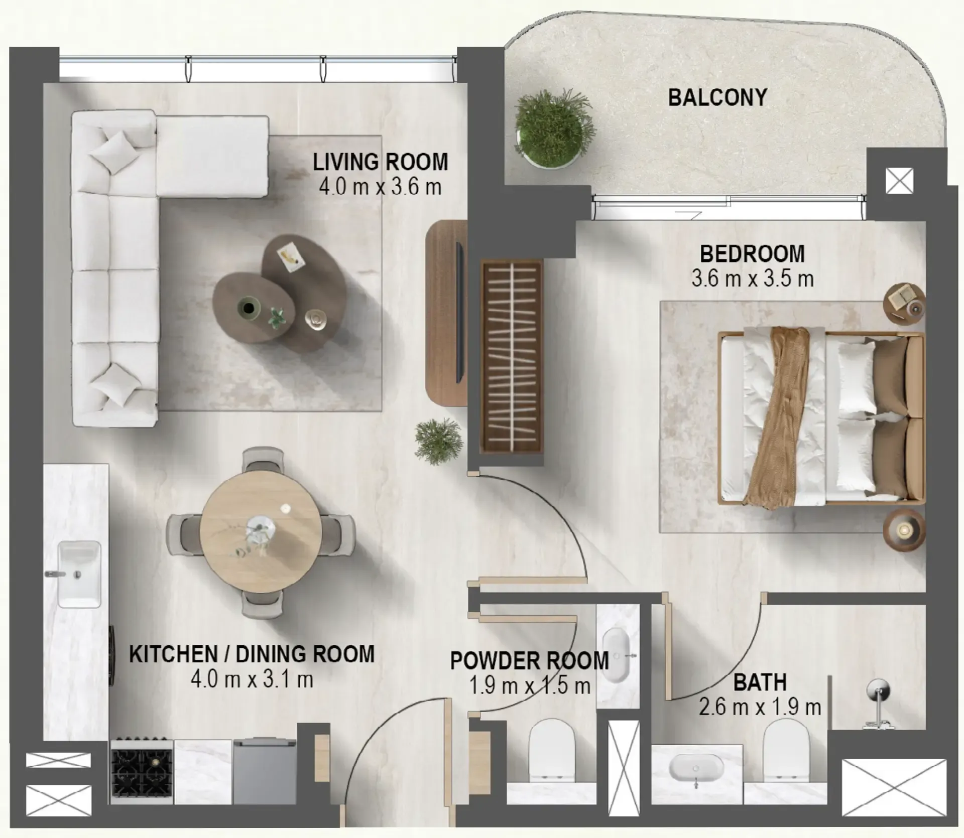 1 BR layout at Sanctuary