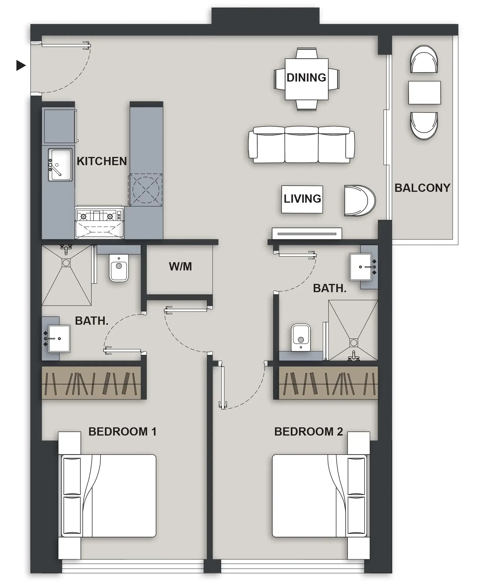 1 BR layout at Maison Elysee III