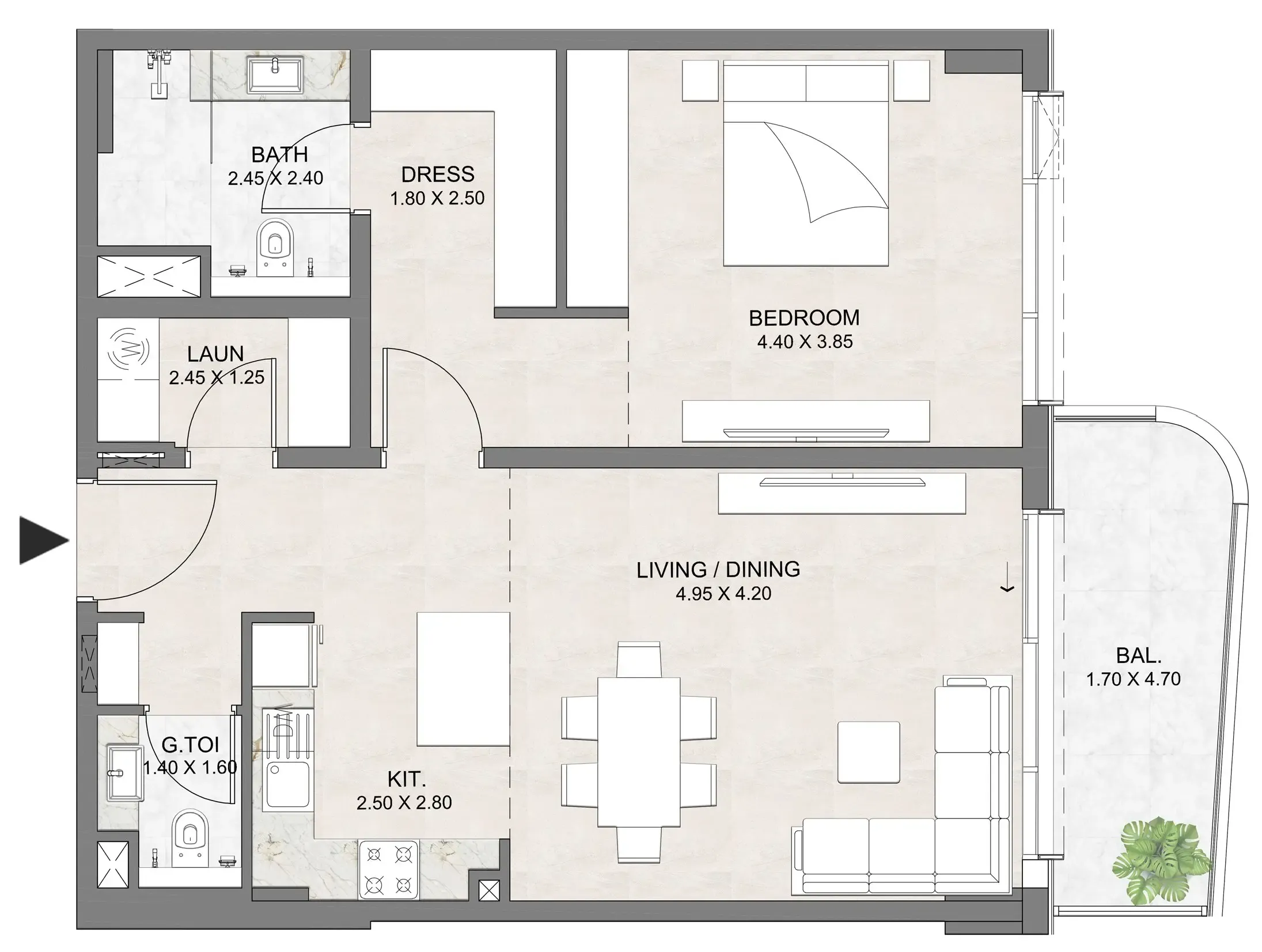 1 BR layout at Luzora Residence