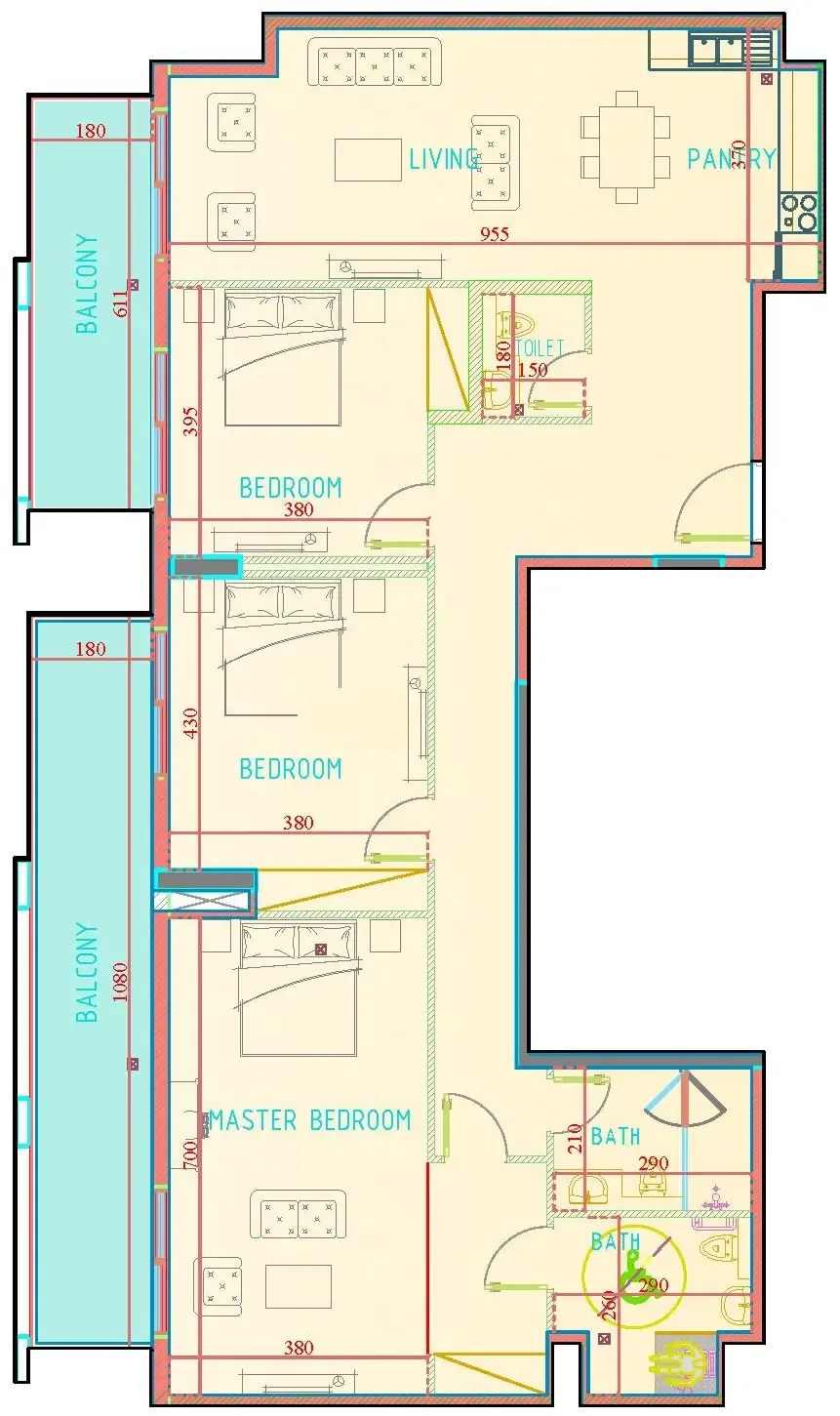 3 BR layout at Carmel Residence