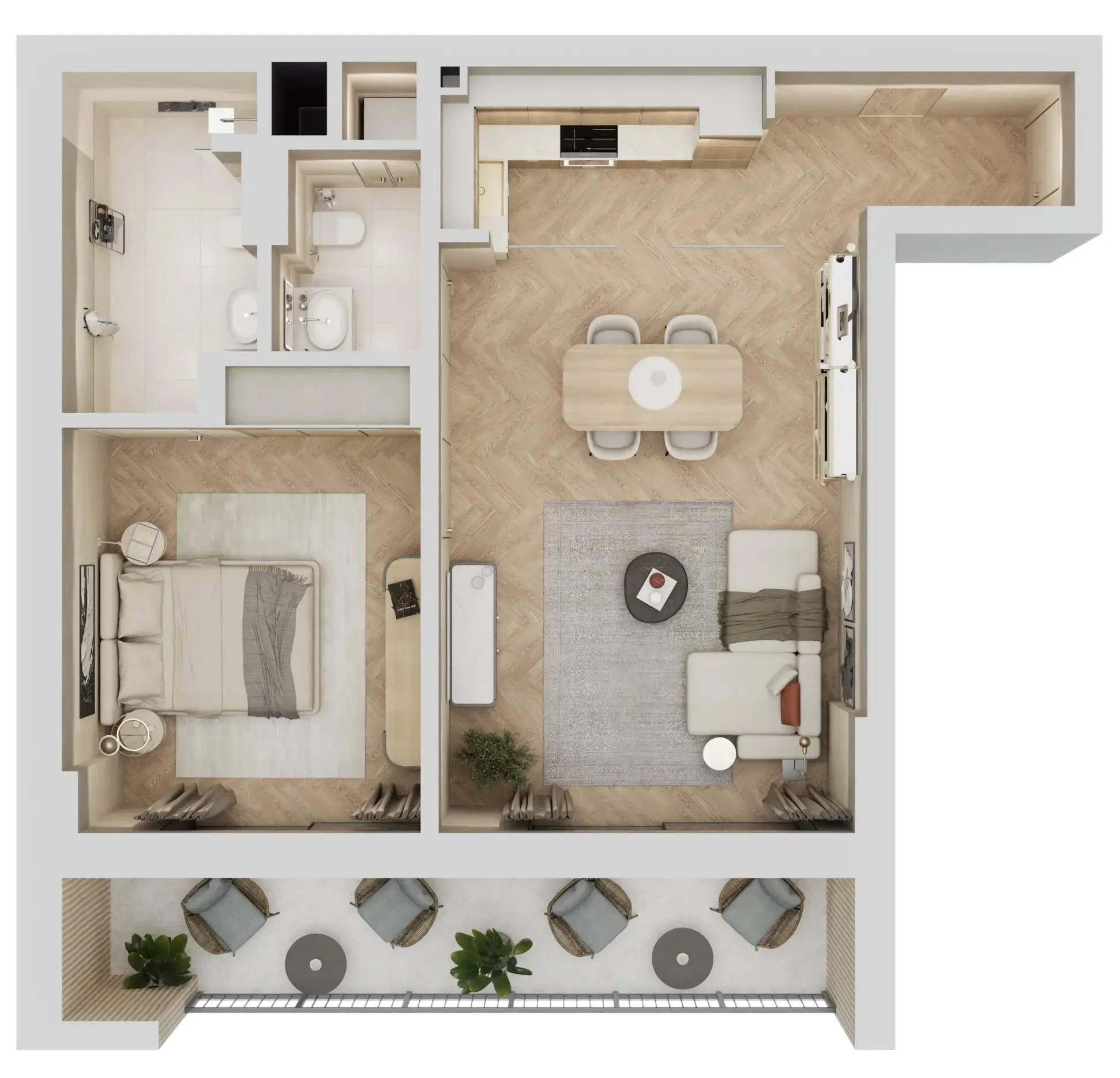1 BR layout at Arisha Terraces