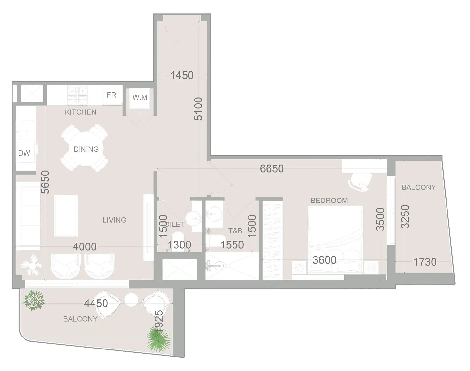1 BR layout at ELAR1S Sky
