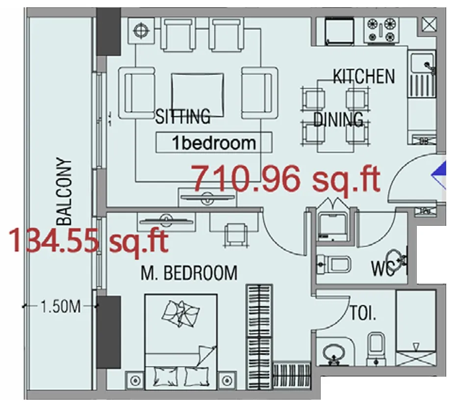 1 BR layout at Forest City