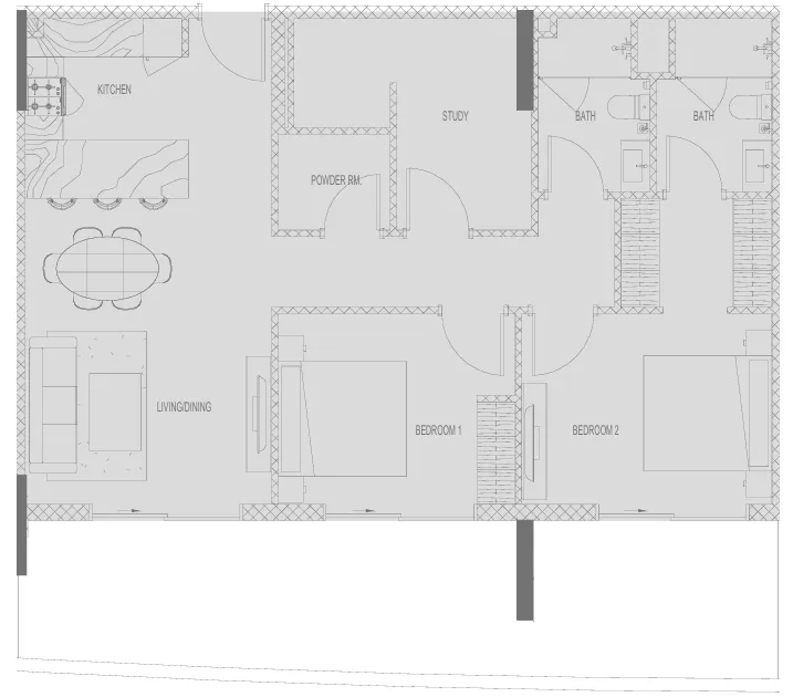 2 BR layout at Hadley Heights 2