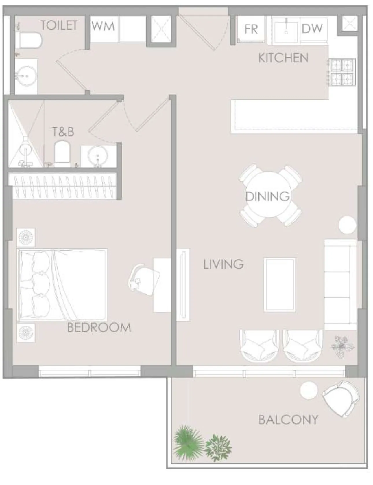 1 BR layout at IR1DIAN Park