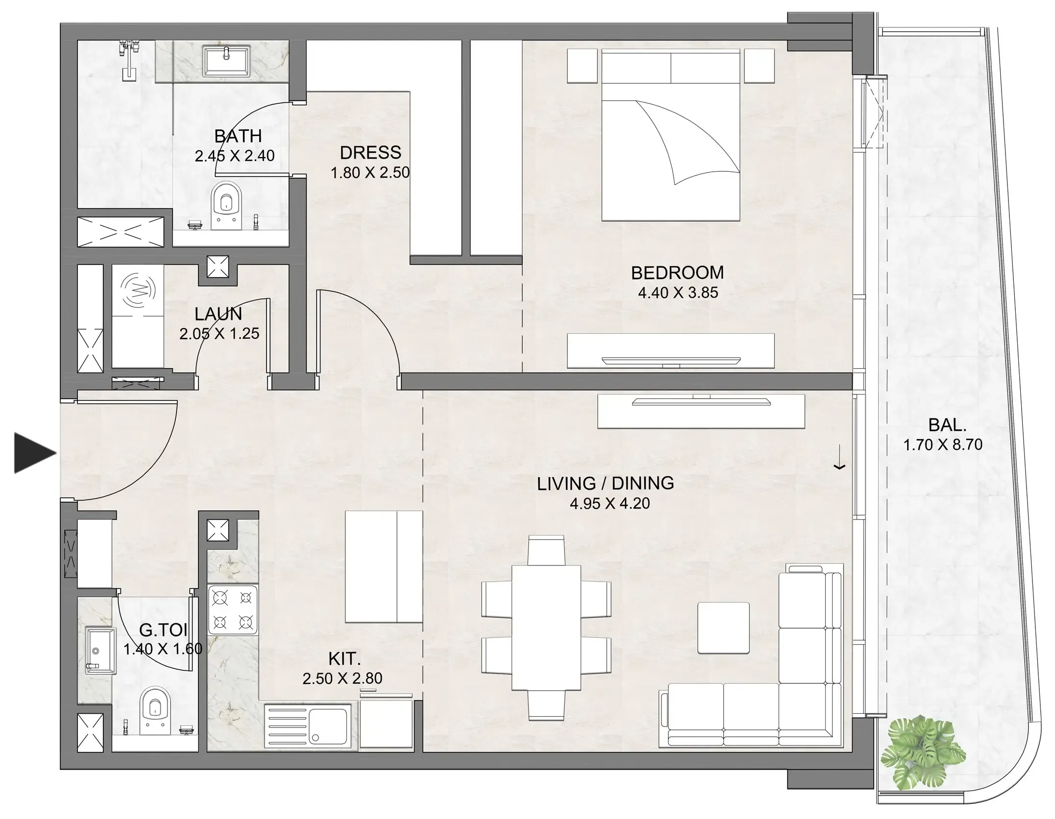 1 BR layout at Luzora Residence