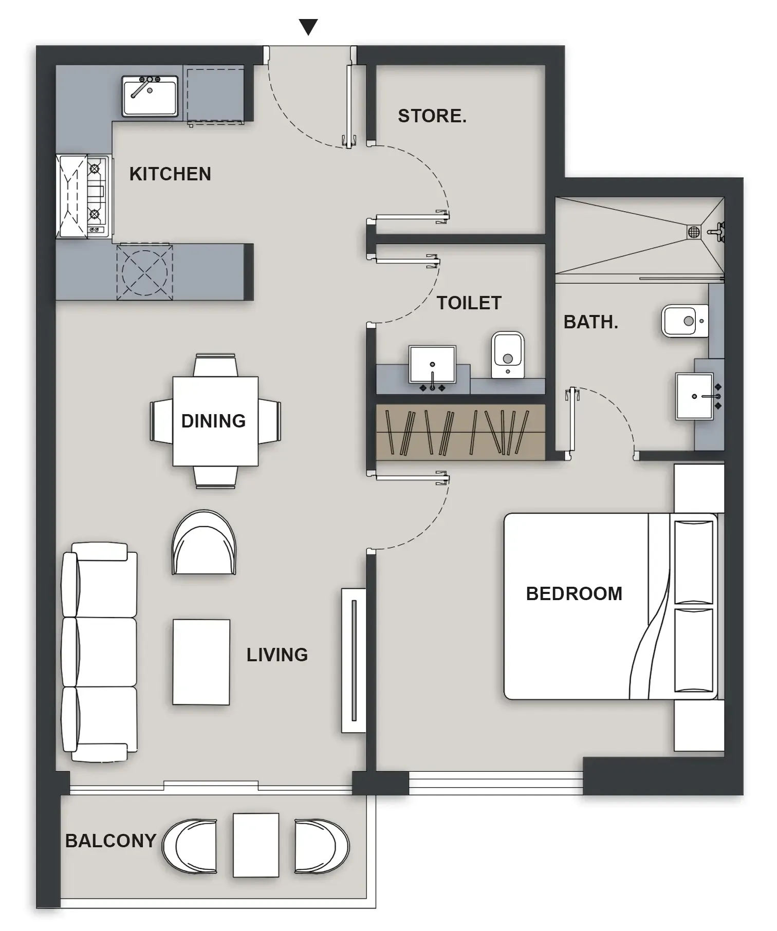 1 BR layout at Maison Elysee III