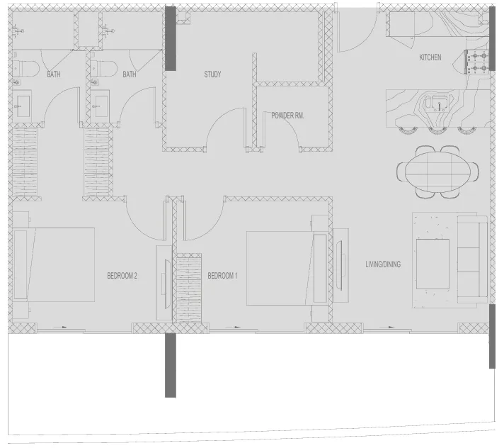 2 BR layout at Hadley Heights 2