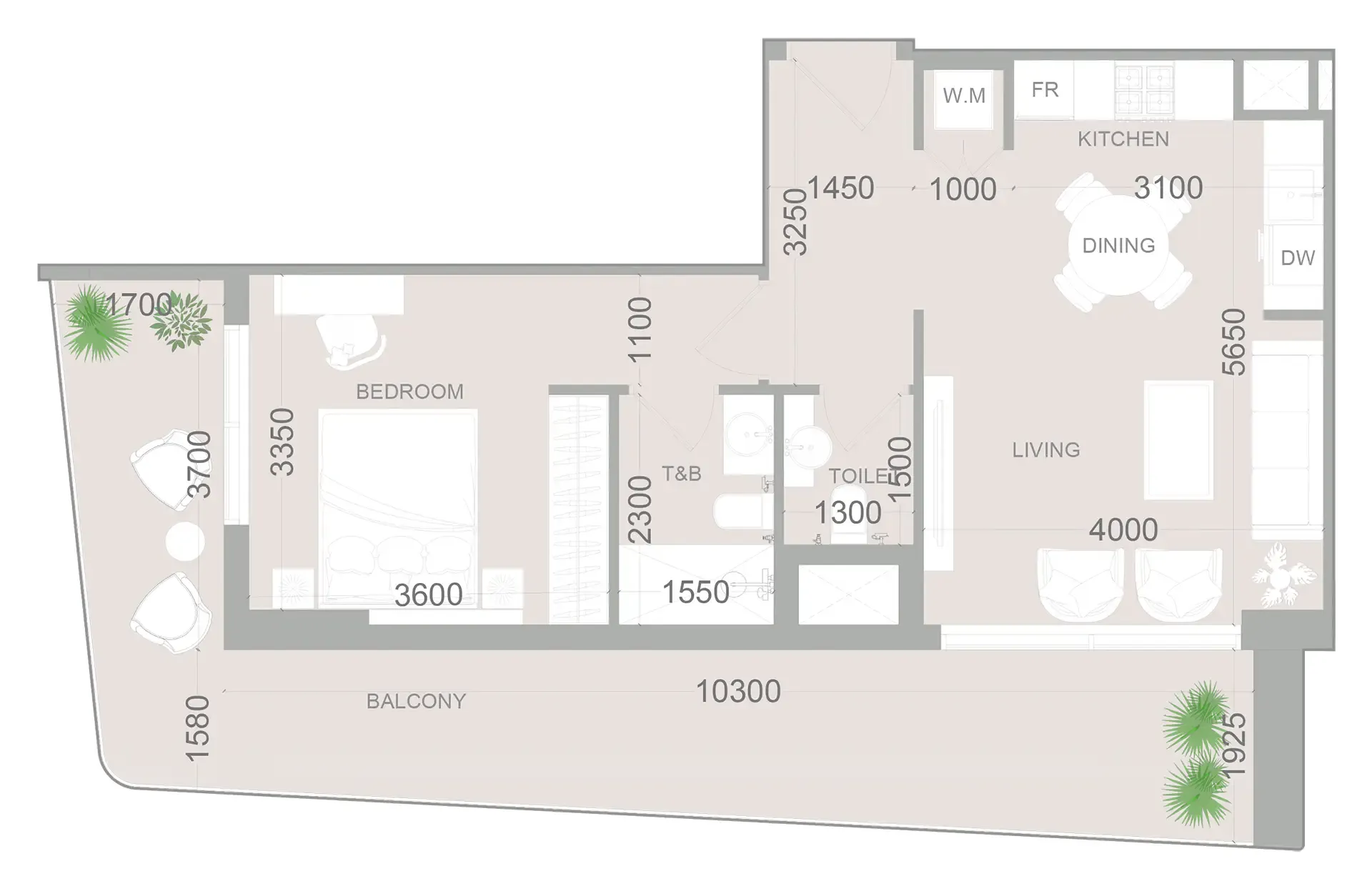 1 BR layout at ELAR1S Sky