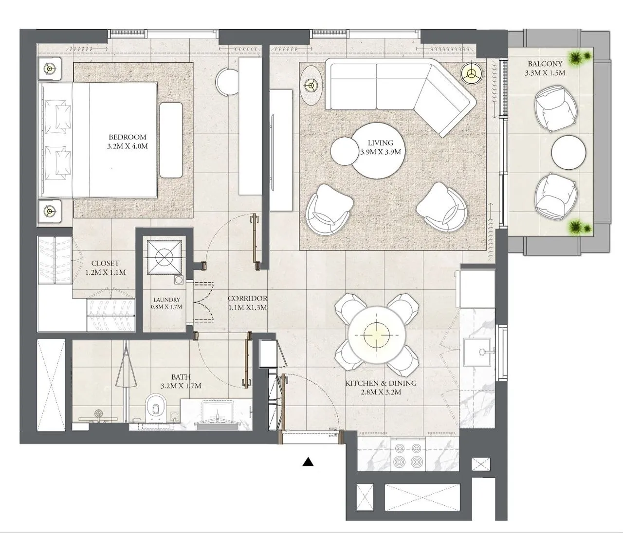 1 BR layout at Savanna