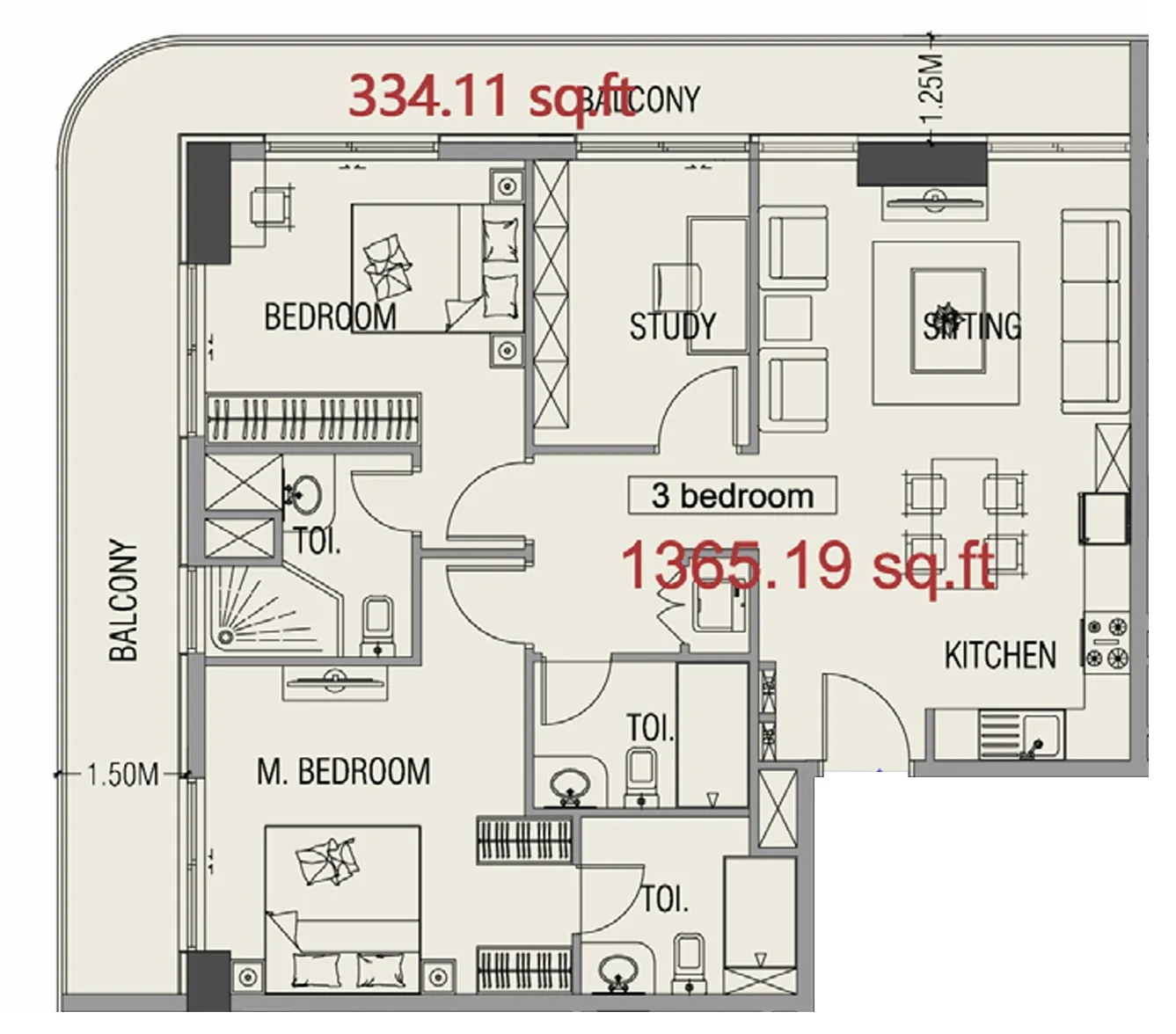 2 BR layout at Forest City