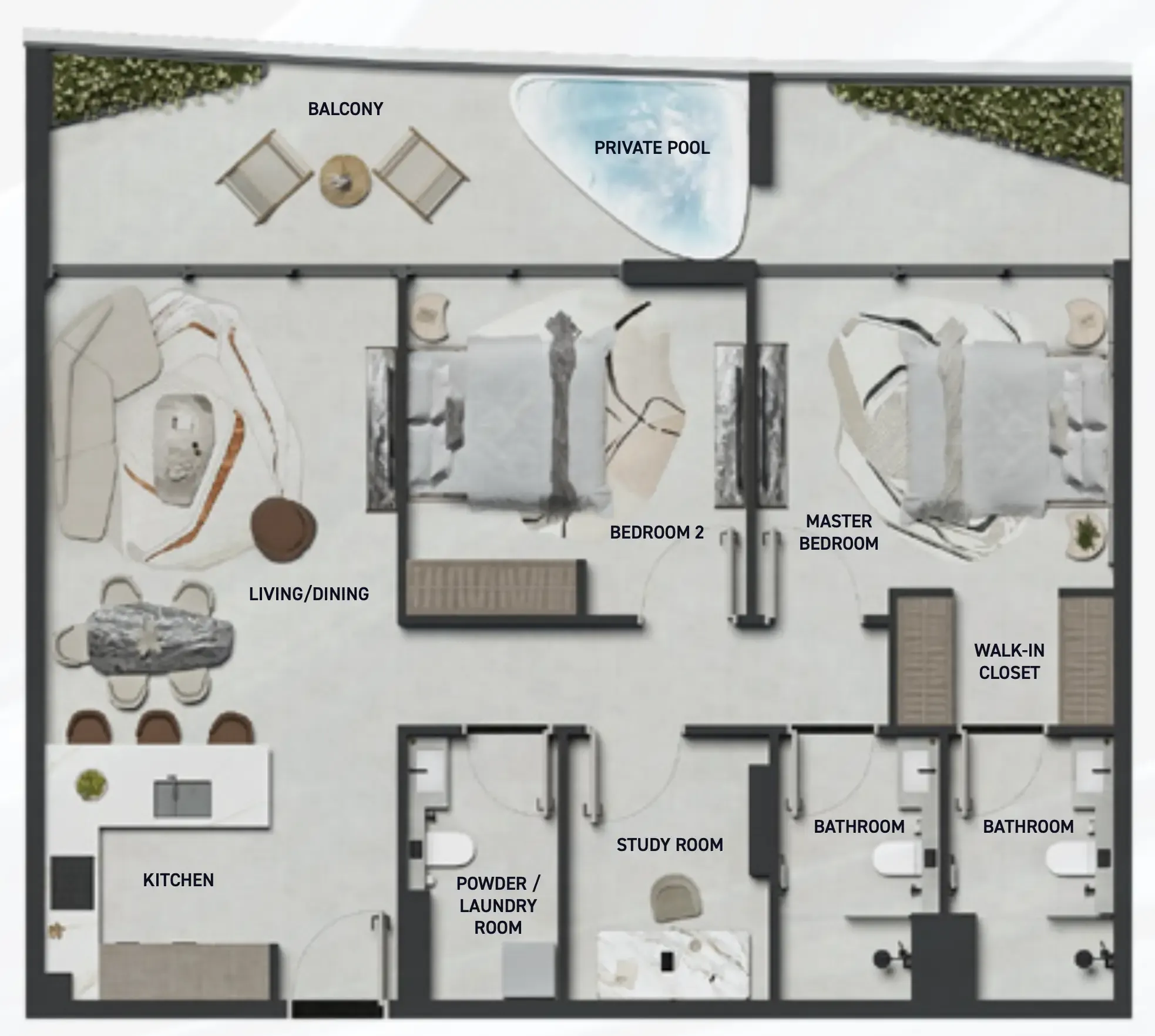 2 BR layout at Hadley Heights 2