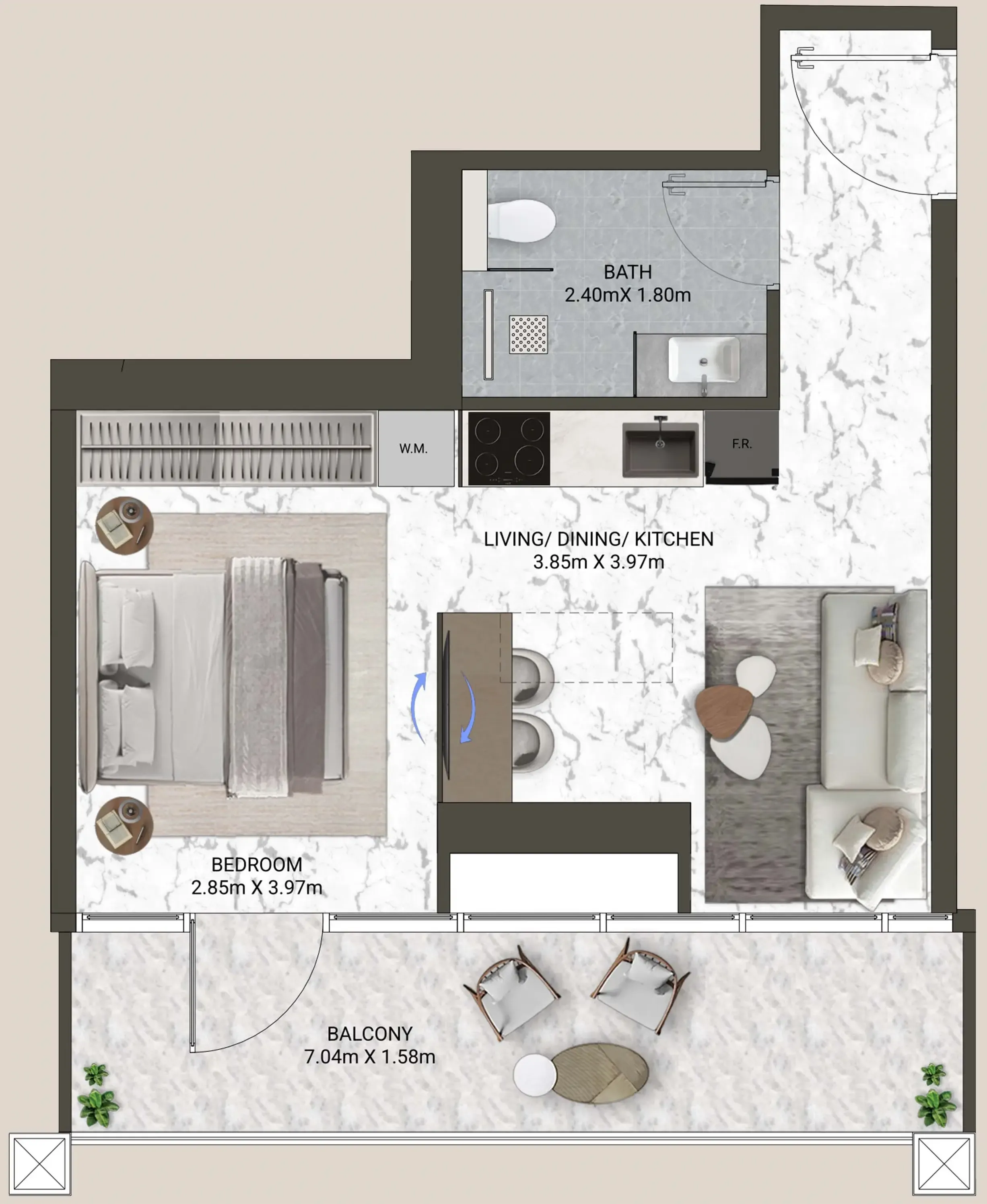 0 BR layout at V-Suites