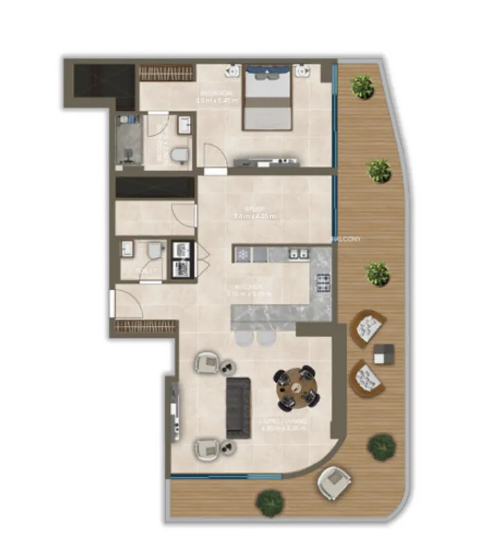 1 BR layout at Nova Tower