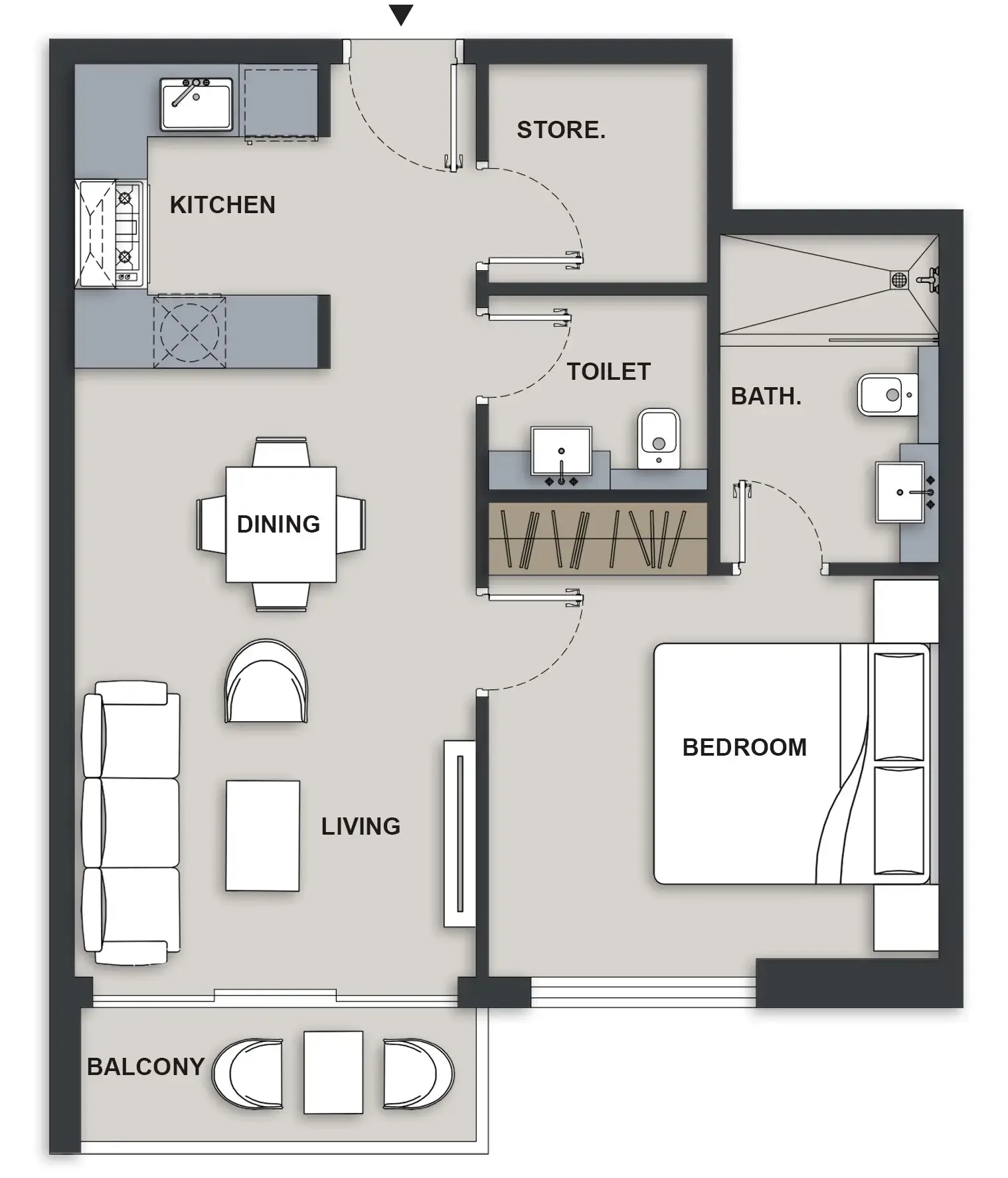 1 BR layout at Maison Elysee III