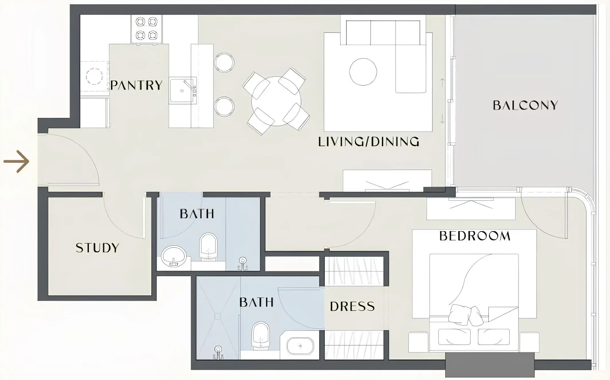 1 BR layout at Chelsea Gardens