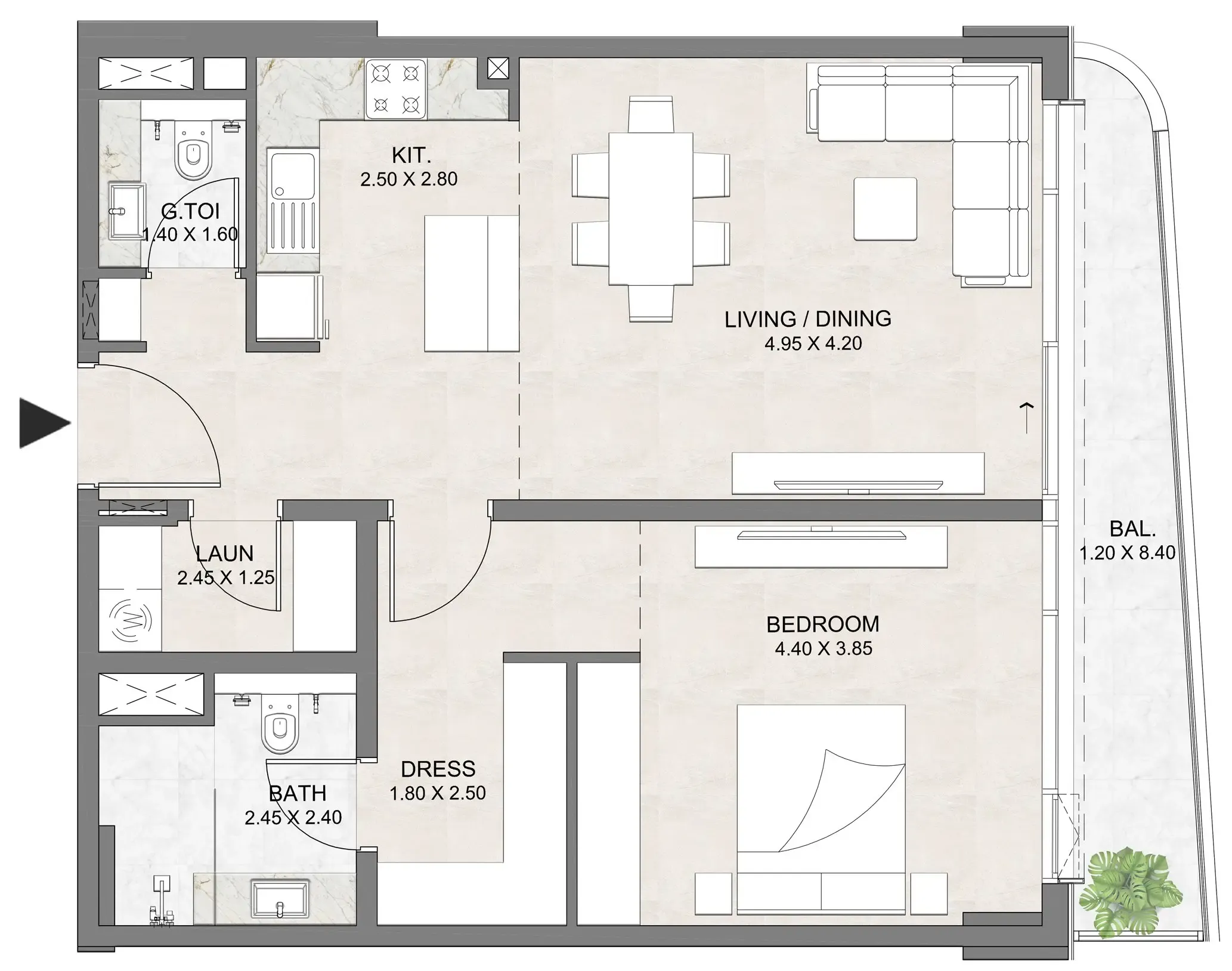 1 BR layout at Luzora Residence