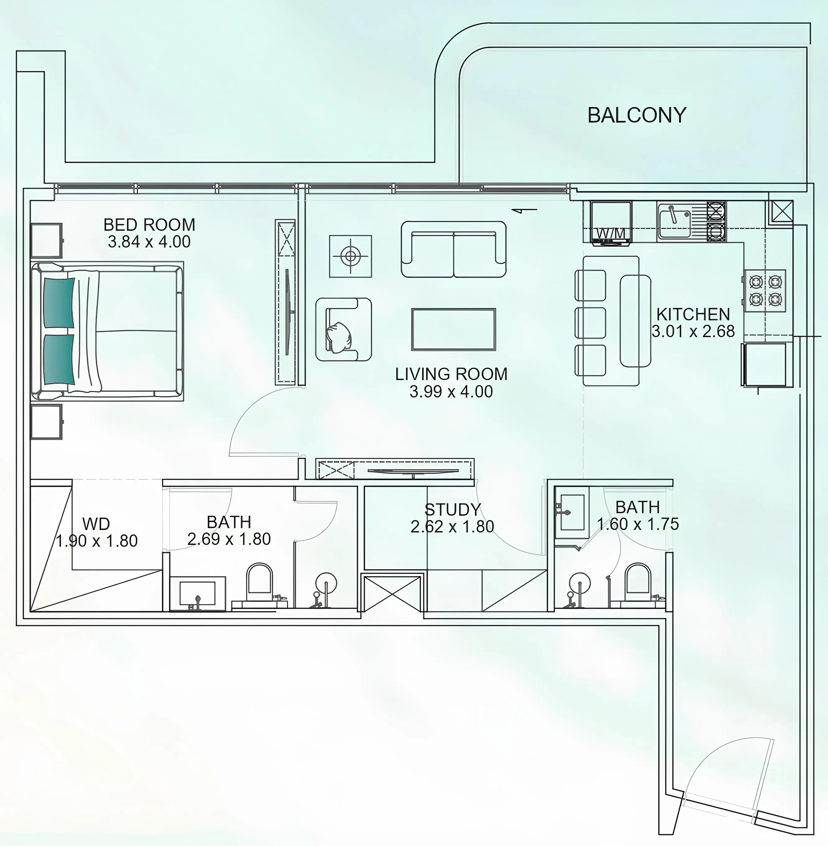 1 BR layout at Floarea Breeze