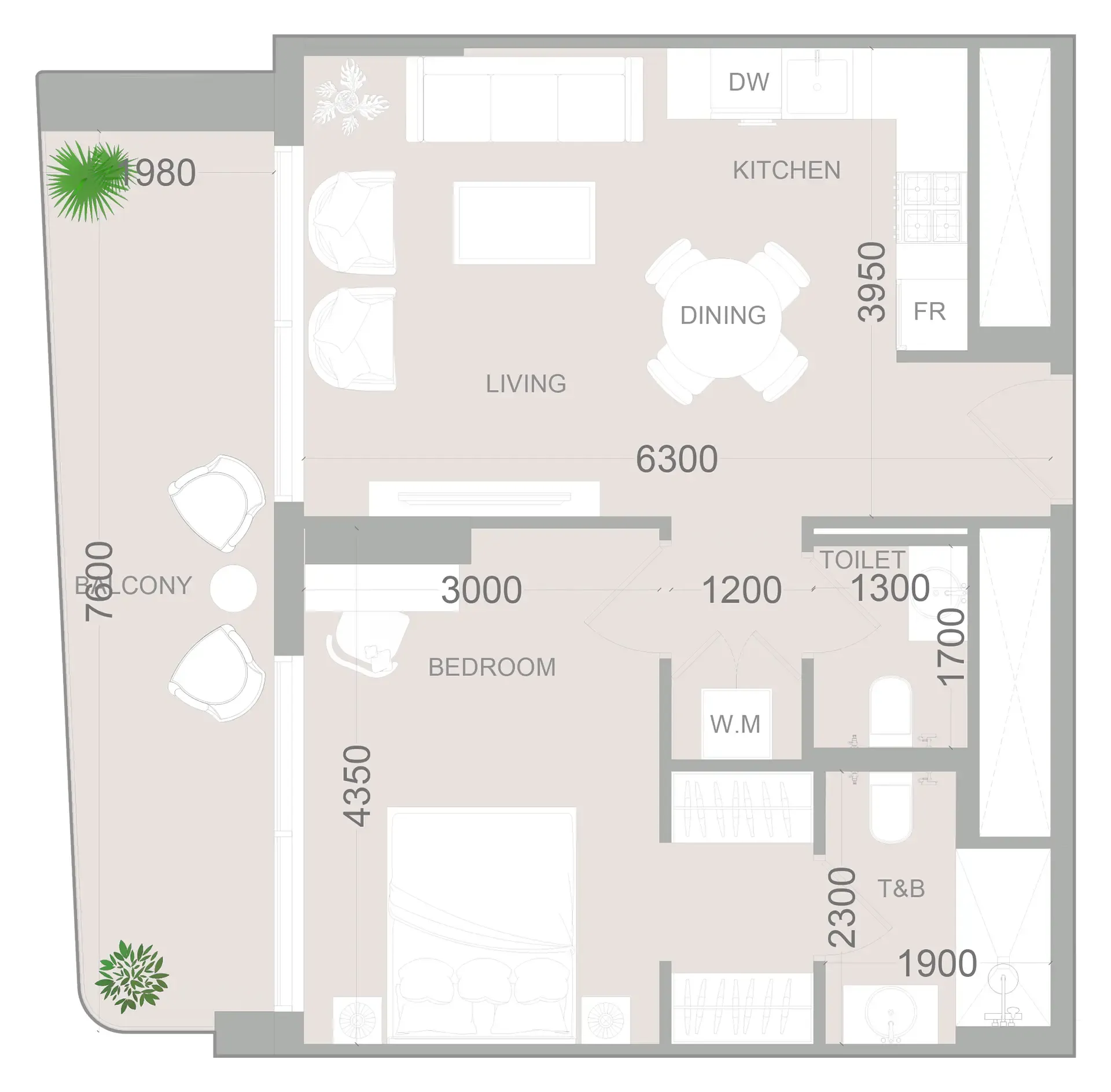 1 BR layout at ELAR1S Sky