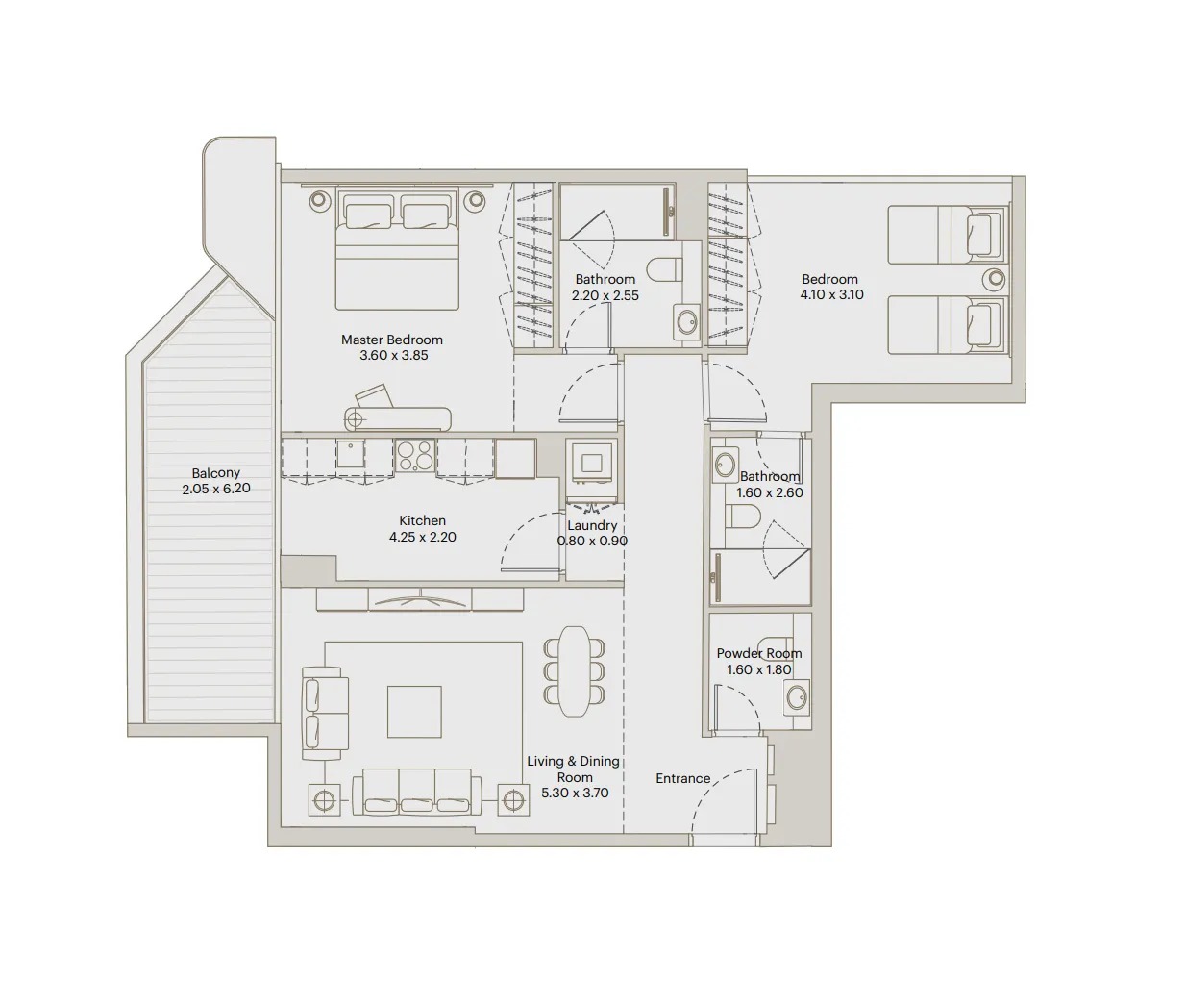 2 BR layout at Eleve