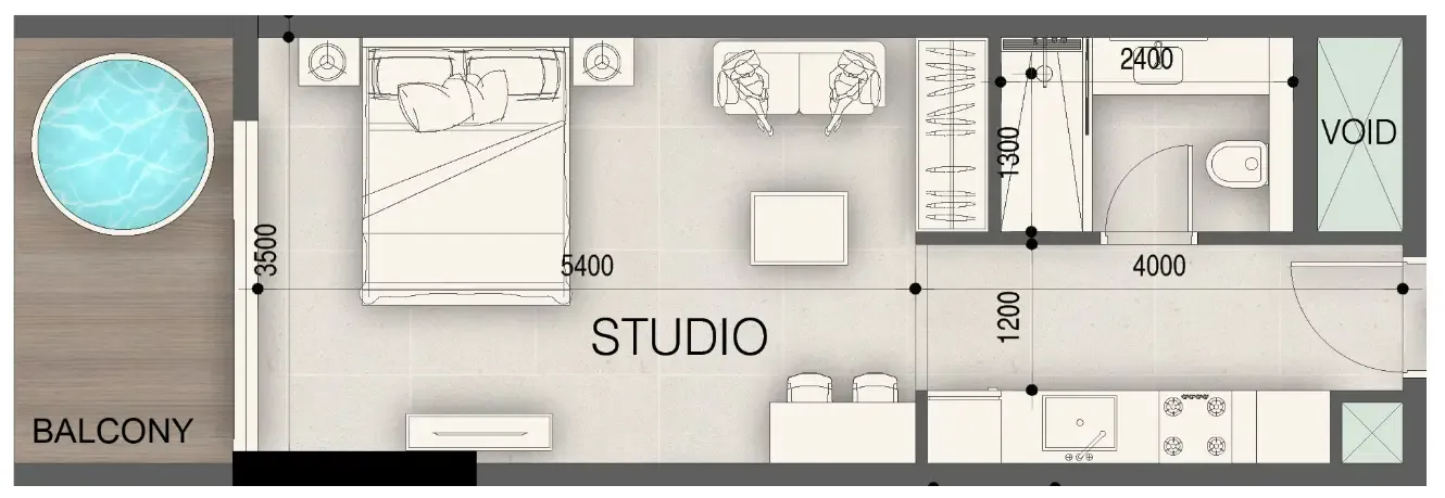 0 BR layout at Peace Avenue