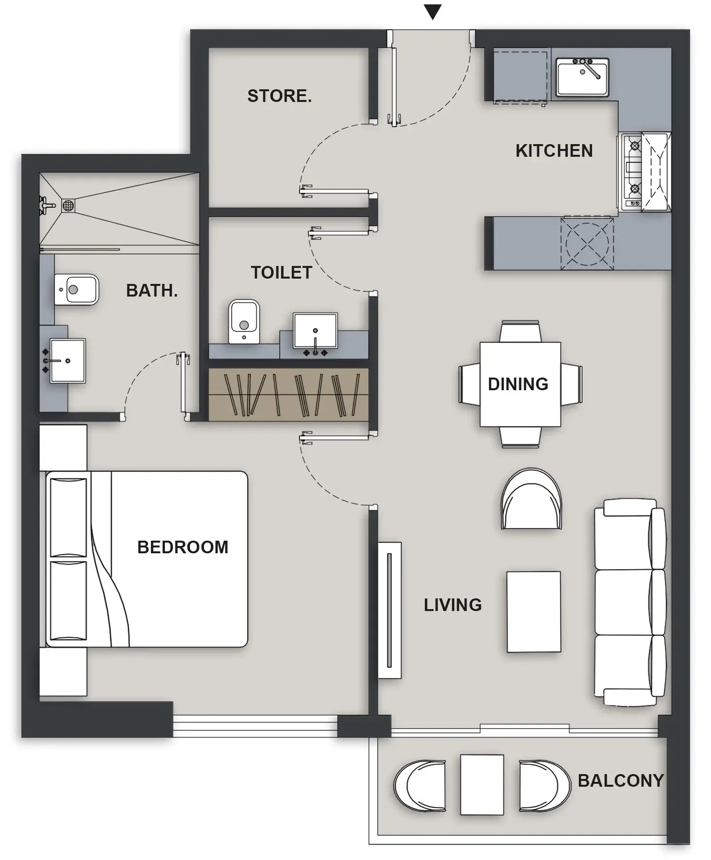 1 BR layout at Maison Elysee III