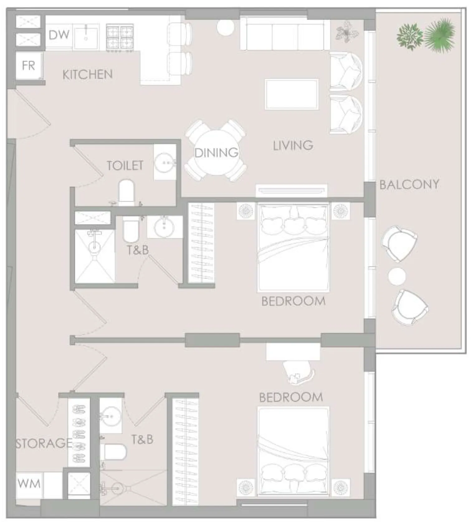 2 BR layout at IR1DIAN Park