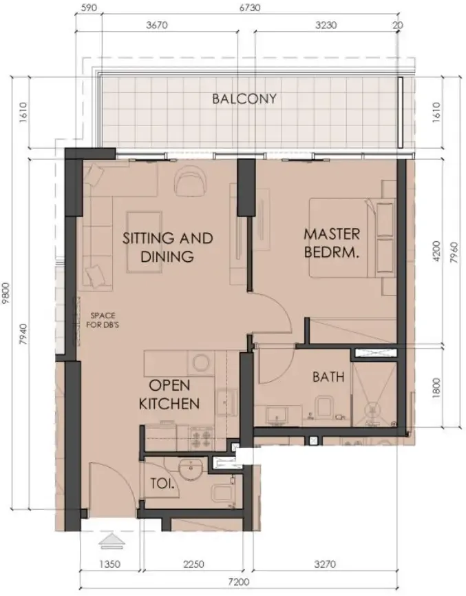 1 BR layout at Living Legends Phase 5