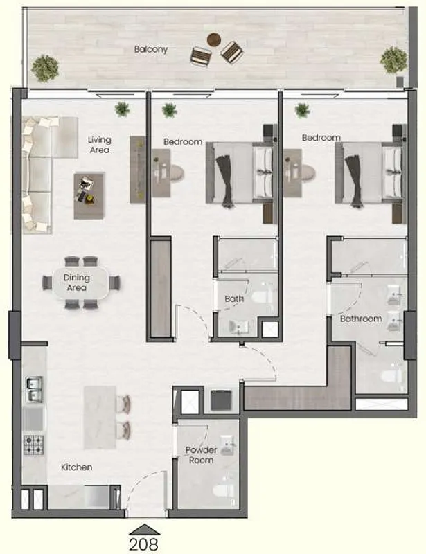 2 BR layout at Saddlewood Park