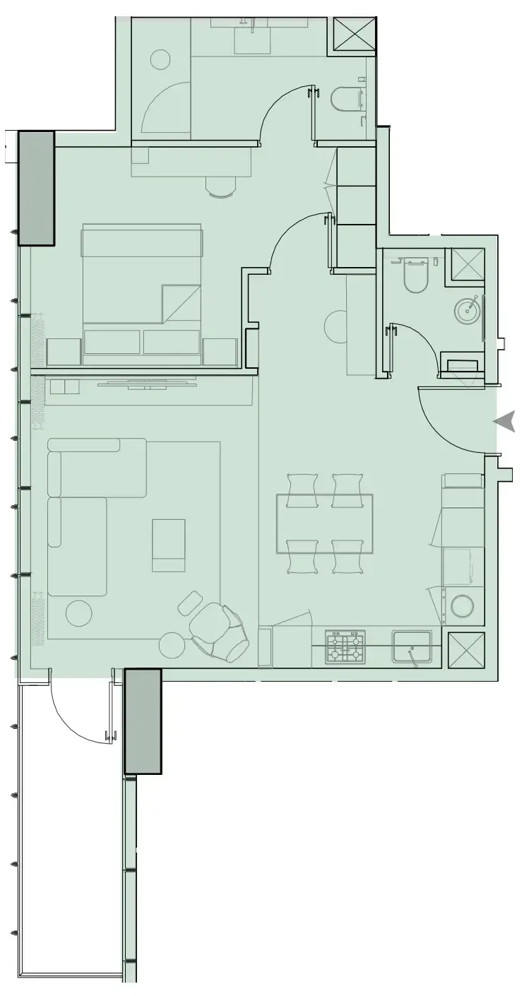 1 BR layout at Wynwood Horizon