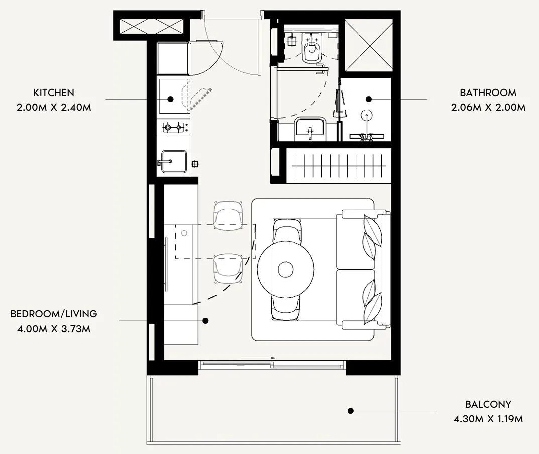 0 BR layout at Azizi David