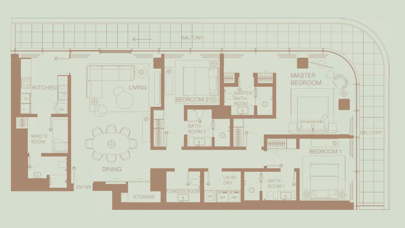 3 BR layout at Eden House The Park