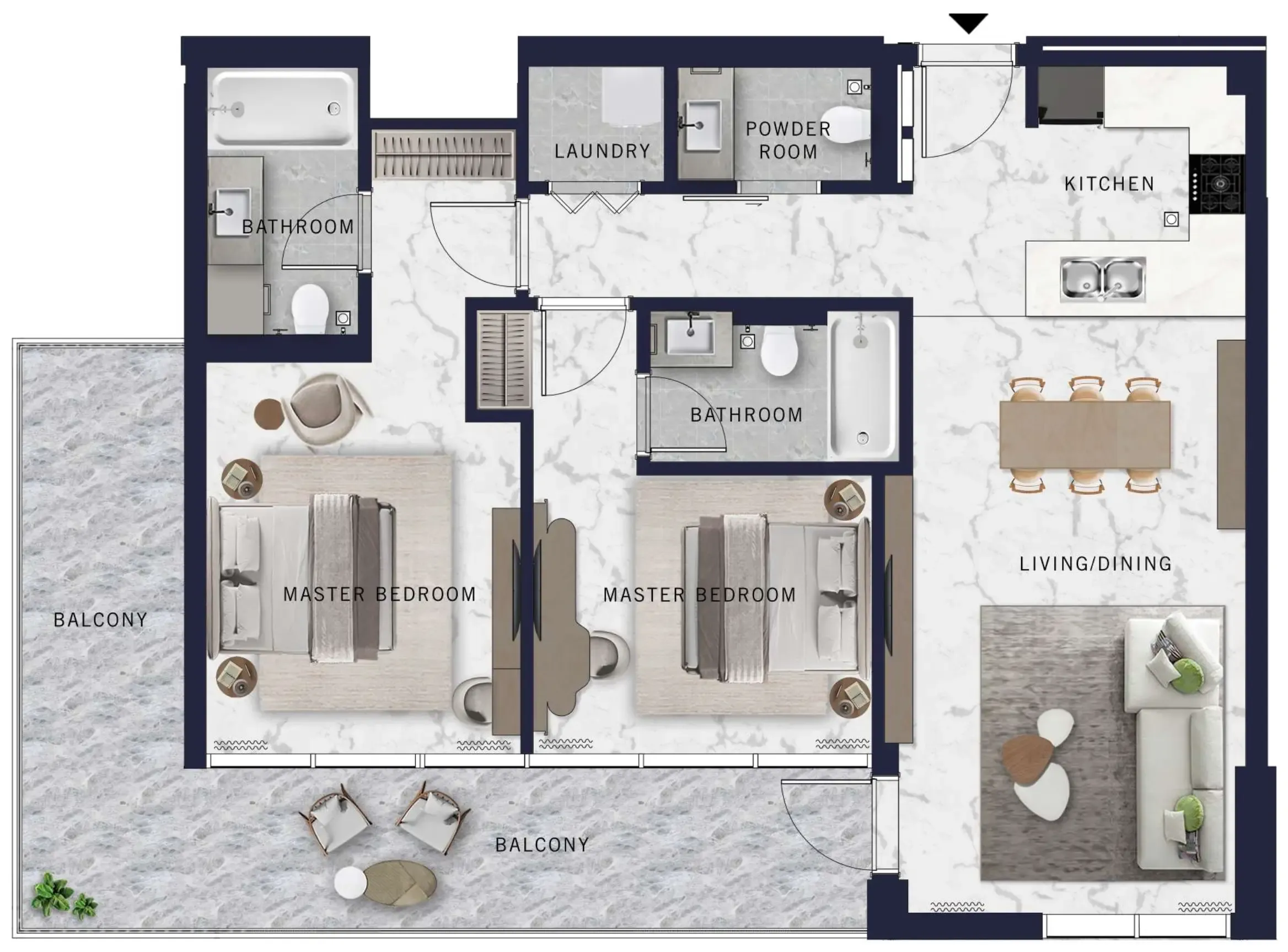 2 BR layout at DoubleTree by Hilton