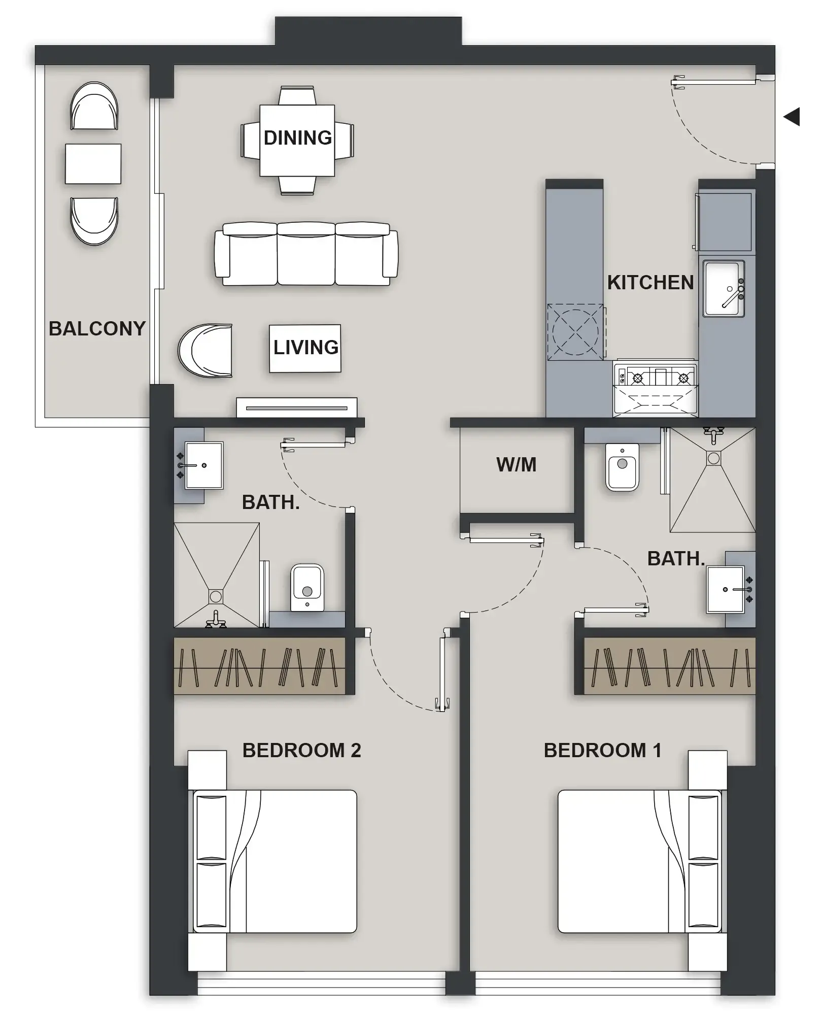 1 BR layout at Maison Elysee III