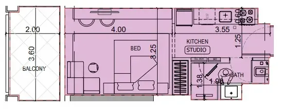 0 BR layout at Binghatti Titania