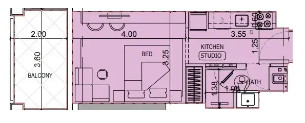 0 BR layout at Binghatti Titania