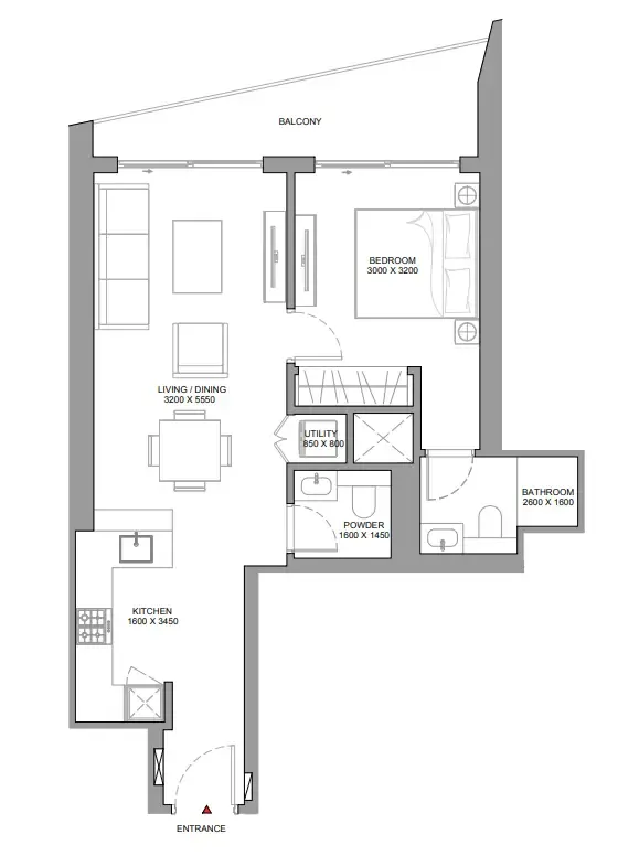 1 BR layout at The Serene at Sobha Central