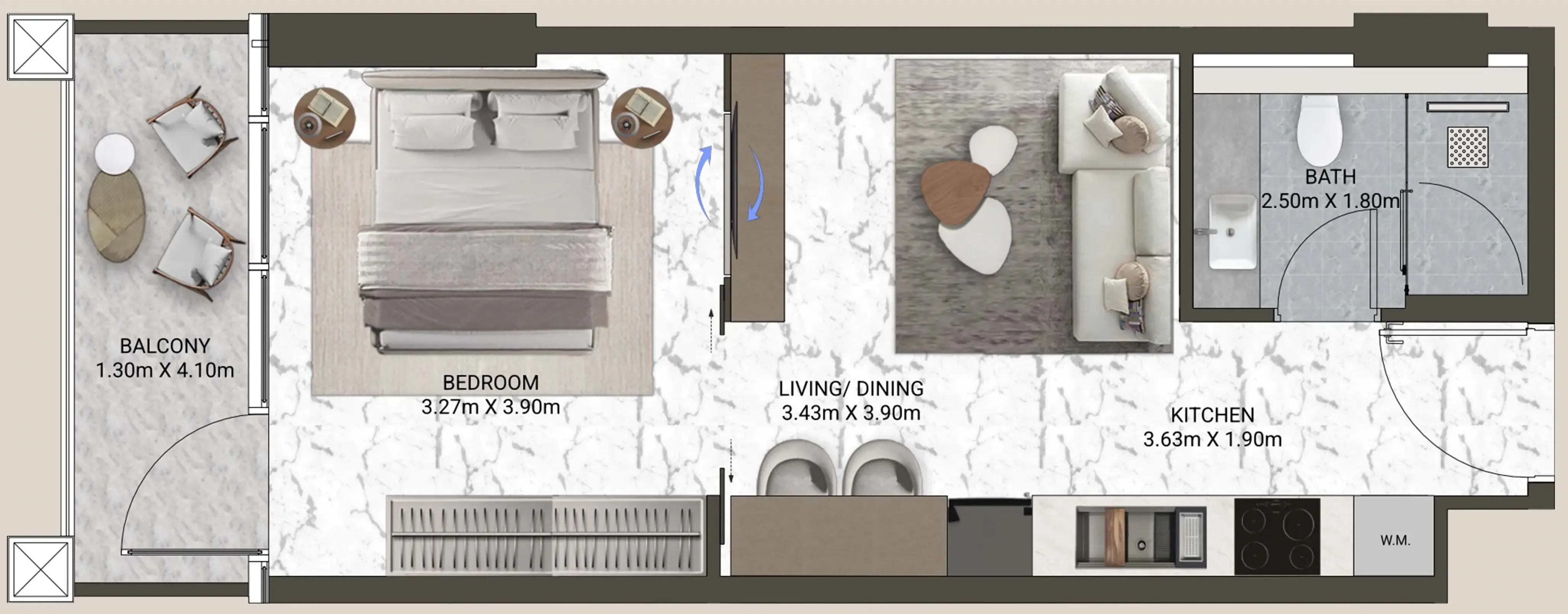0 BR layout at V-Suites