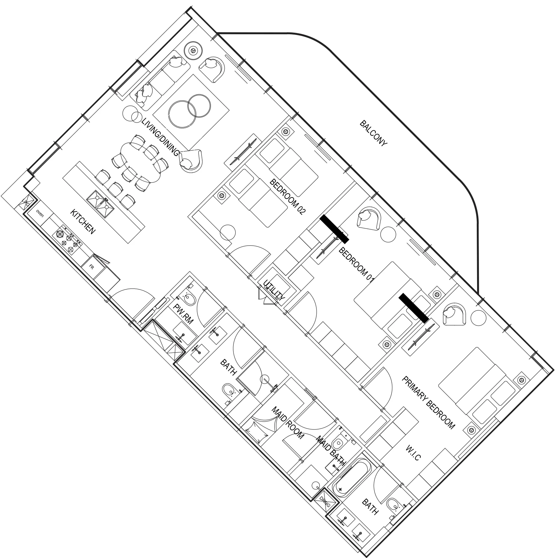 3 BR layout at Parkway by Prestige One