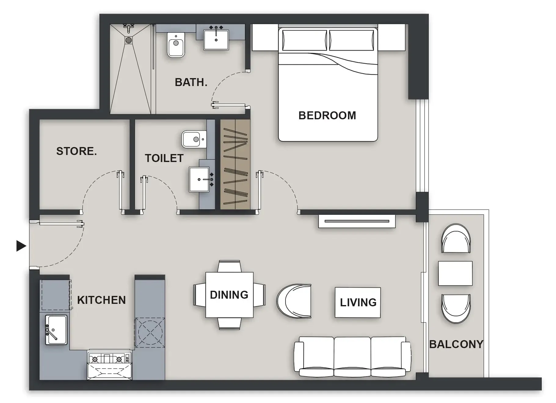1 BR layout at Maison Elysee III