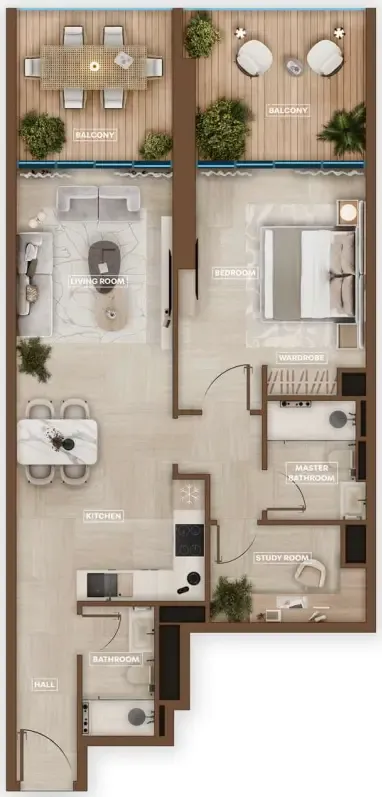 1 BR layout at Sky Hills Astra
