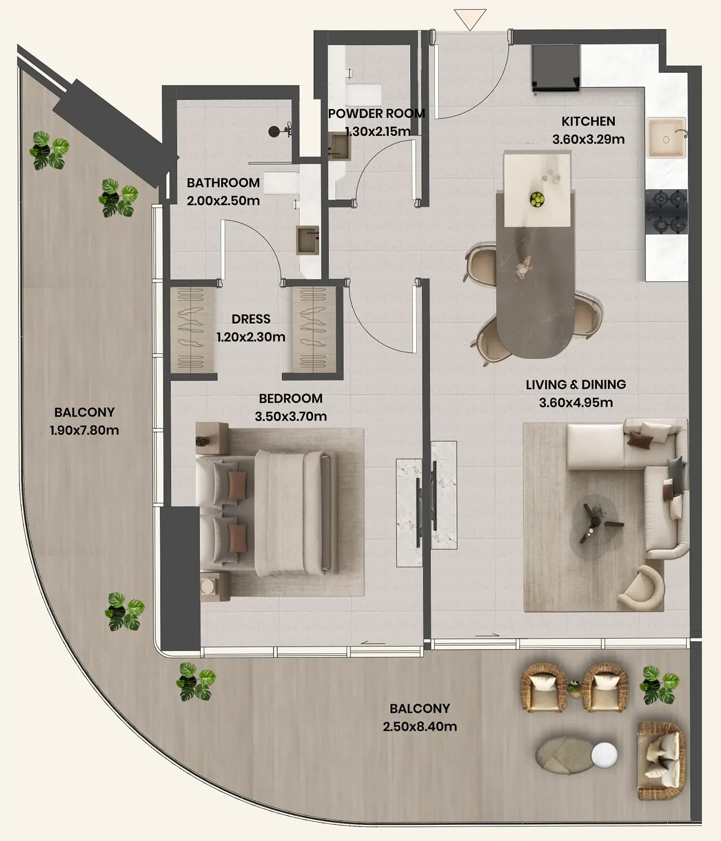 1 BR layout at Divine Al Barari