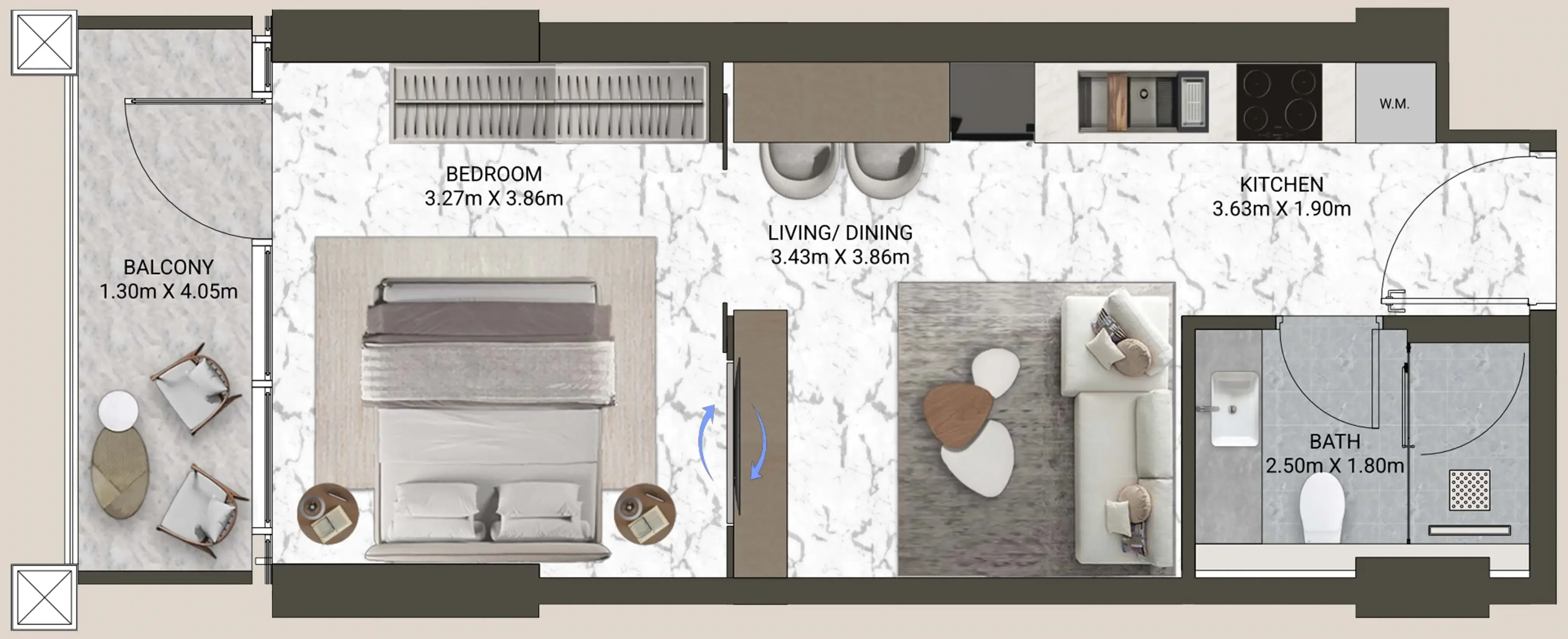0 BR layout at V-Suites