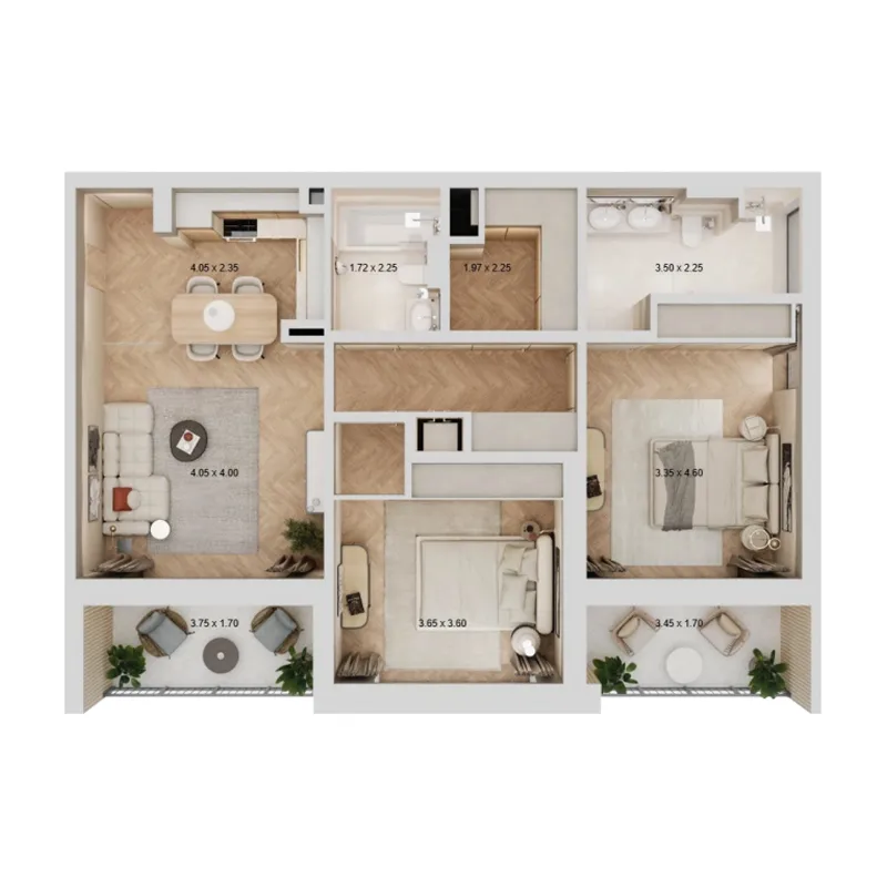 2 BR layout at Arisha Terraces