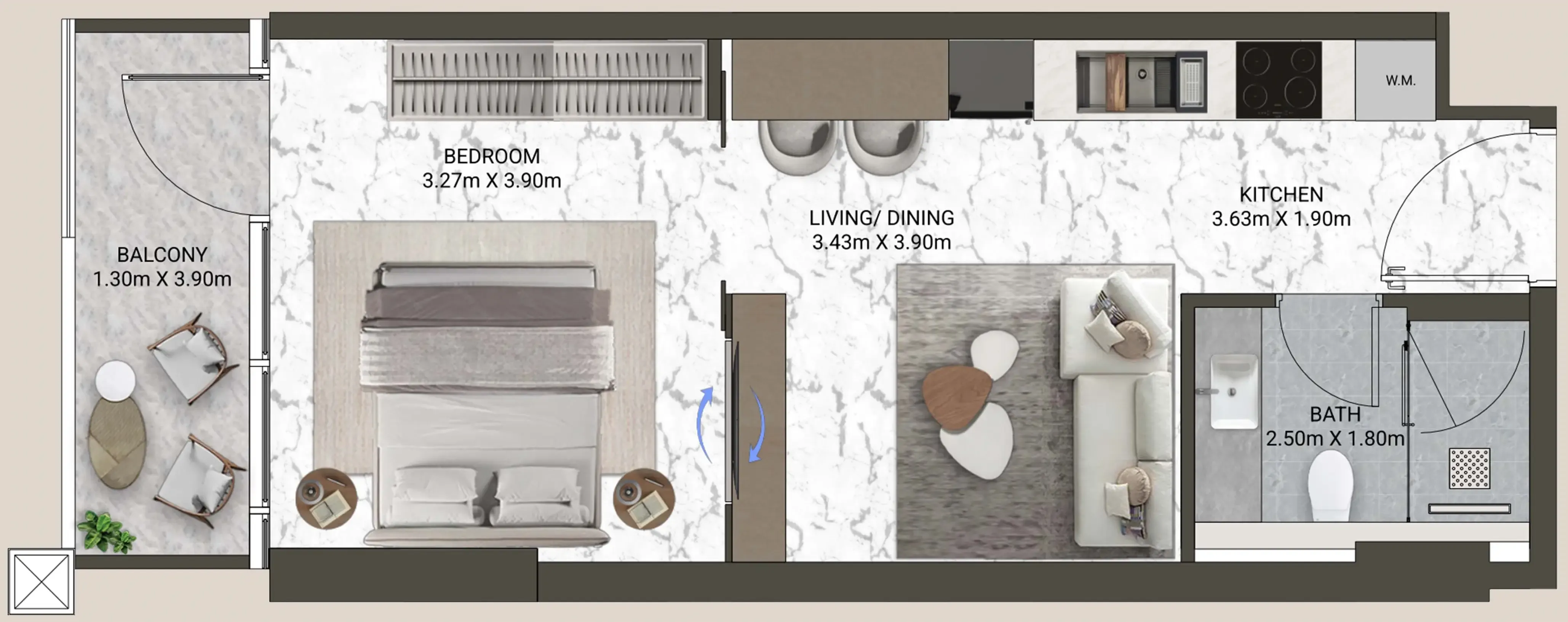 0 BR layout at V-Suites