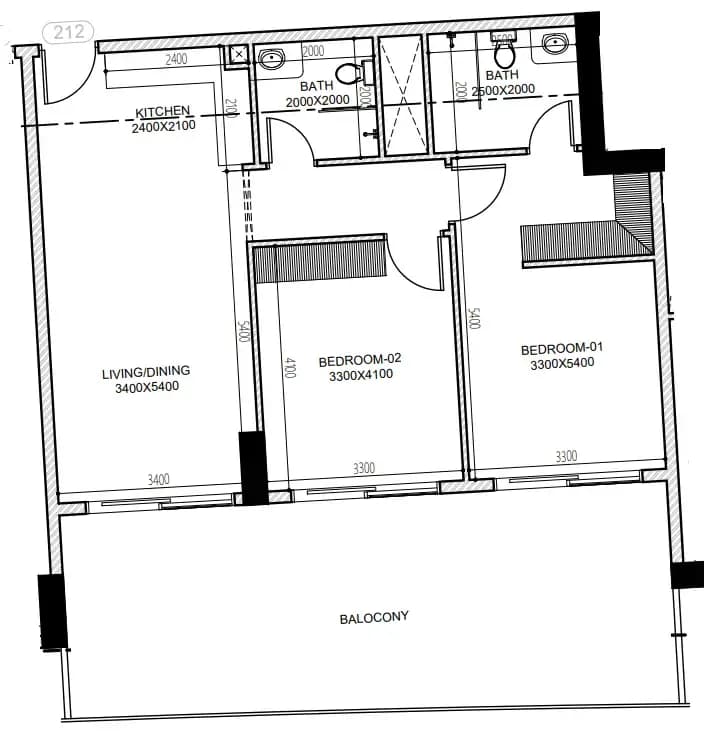 2 BR layout at Astra South