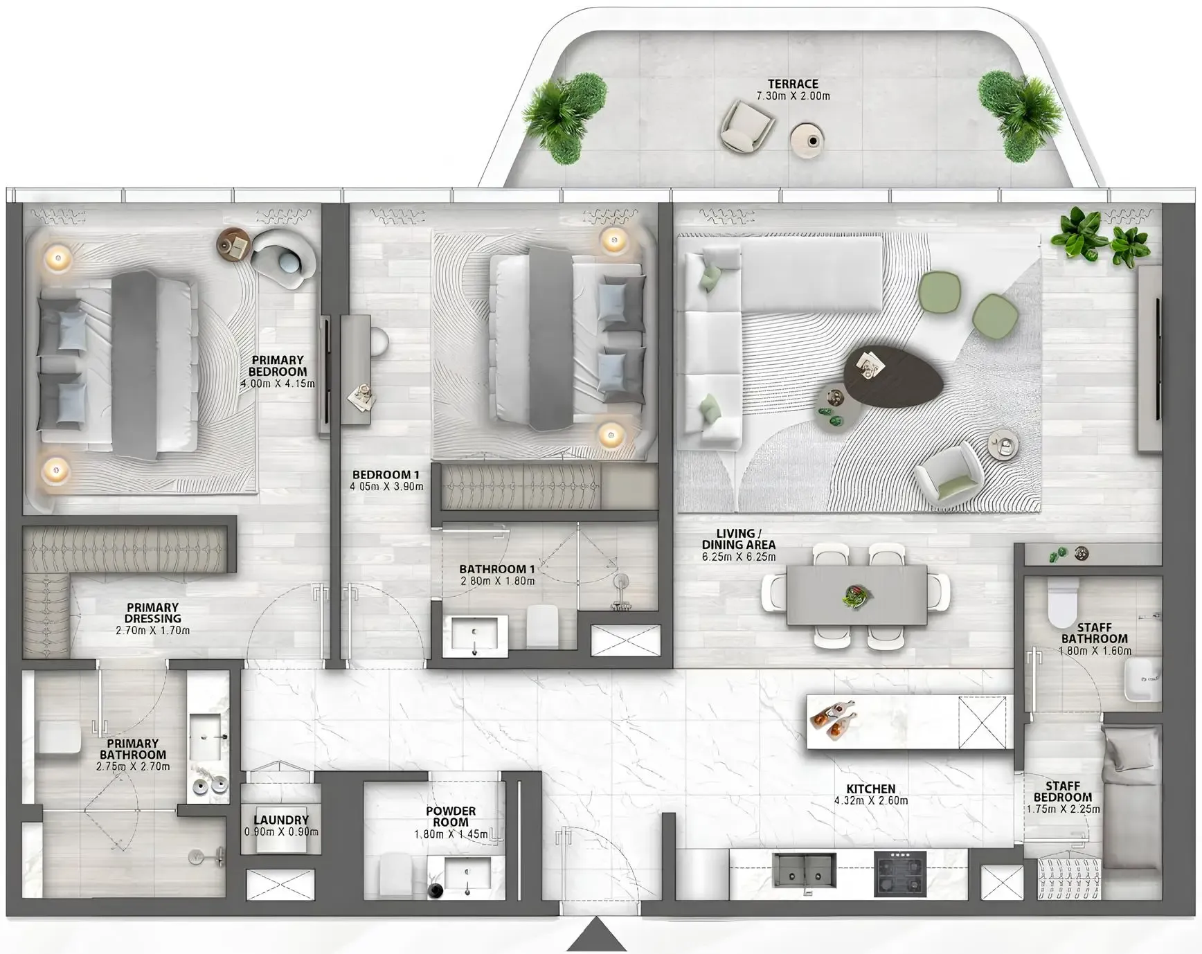 2 BR layout at Passo by Beyond