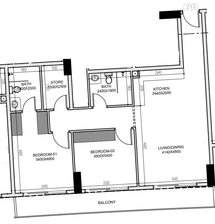 2 BR layout at Astra South
